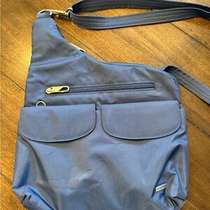 Travelon Navy Sling Crossbody Bag with Front Flap Pockets